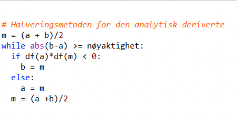 Halveringsmetoden i python